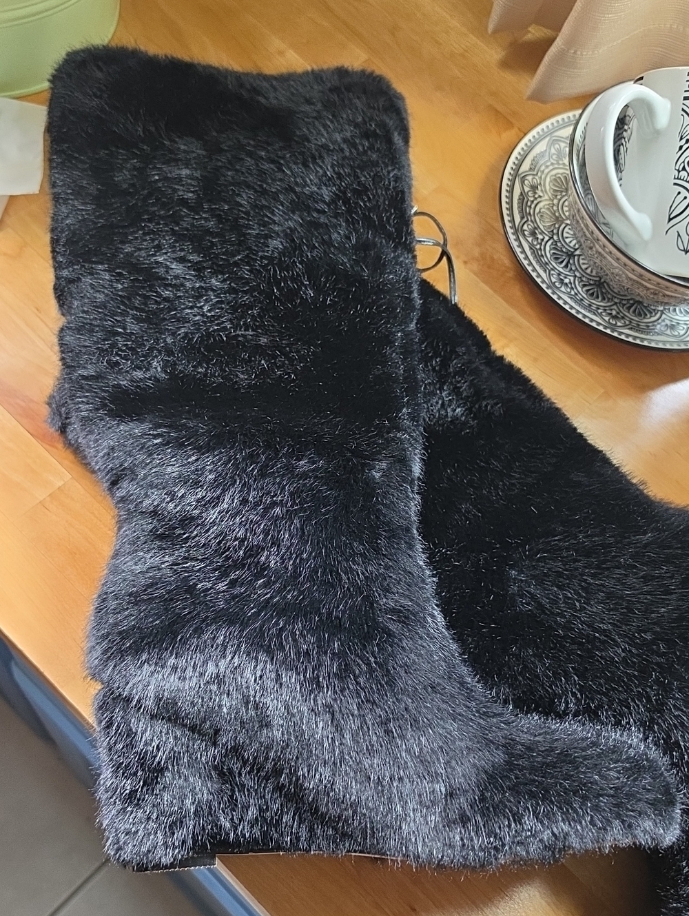 Black Faux Fur Winter Boots - Plush Tall Boot